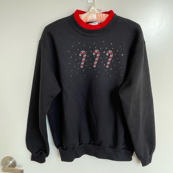 black and red morning sun candy cane embellished crewneck💕 - Picture 1 of 6